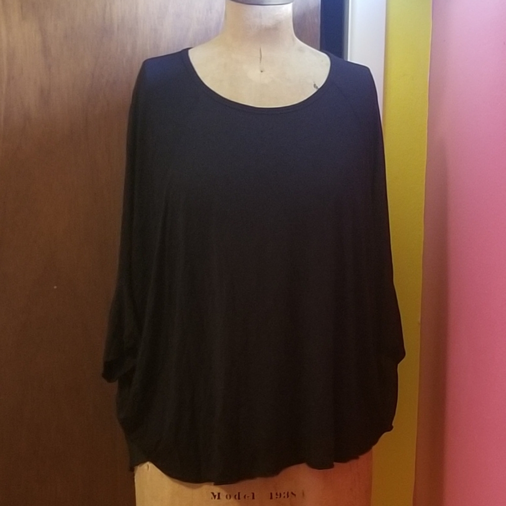 Lane Bryant Black Blouse with Sheer Back and Wing Sleeves Size 18/20